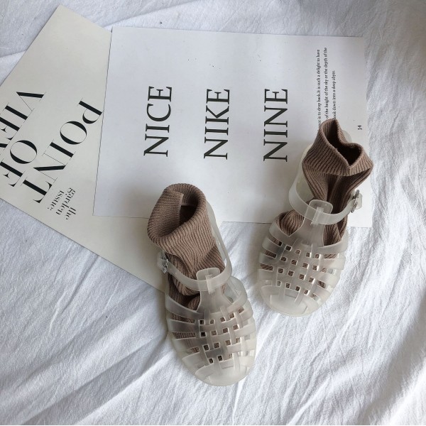 Girls' sandals 2022 new jelly shoes Korean children's shoes baby sandals children's Baotou soft soled Roman children's shoes 