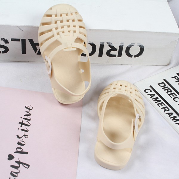 Heli shark new fashion solid color buckle hollowed out cool children's shoes flat bottom leisure daily wear male and female baby sandals 