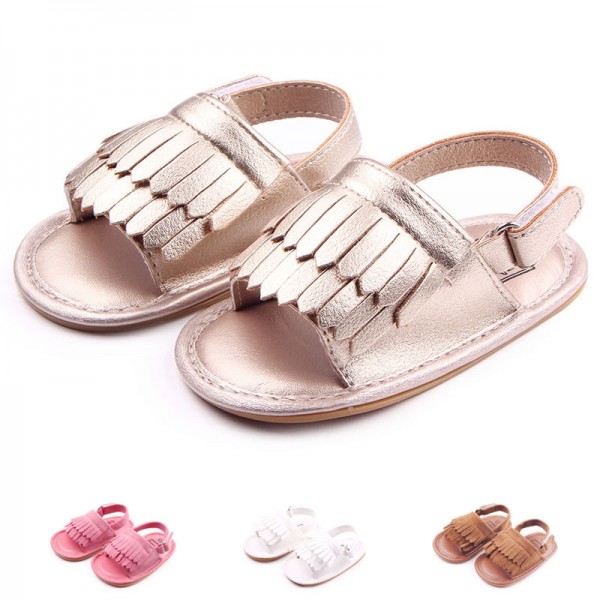 Baby shoes wholesale summer new frosted tassel sandals baby toddlers rubber soled sandals lj0532 