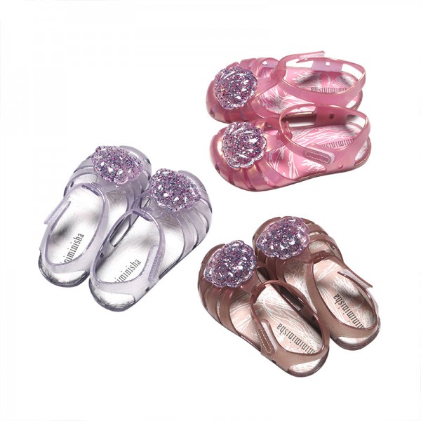 Brazil's new customized little girl's shoes shell glittering powder jelly shoes Baotou lovely baby children's SANDALS BEACH SHOES 