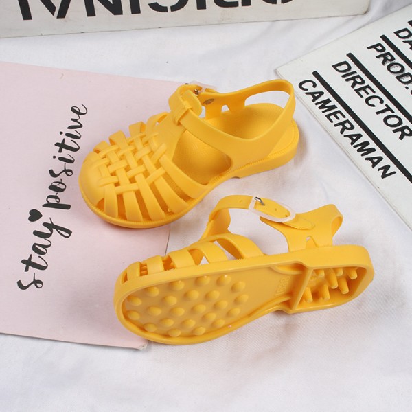 Heli shark new fashion solid color buckle hollowed out cool children's shoes flat bottom leisure daily wear male and female baby sandals 