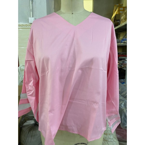 Amazon spring and summer new women's clothing express wish European and American loose large mesh splicing top 7057 
