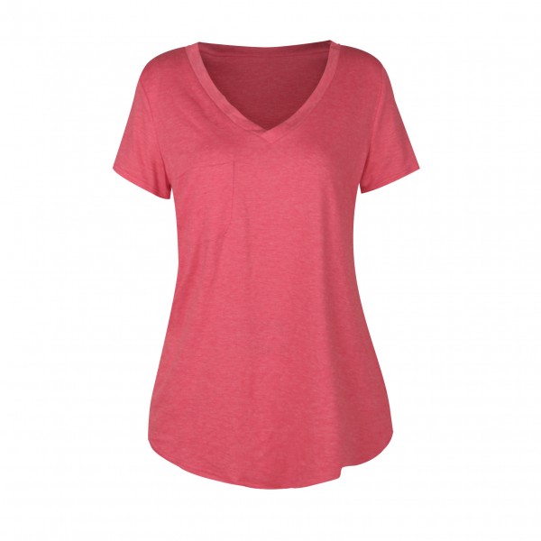 Amazon new solid color V-neck European and American fashion women's short sleeved T-shirt summer loose casual coat spot wholesale 