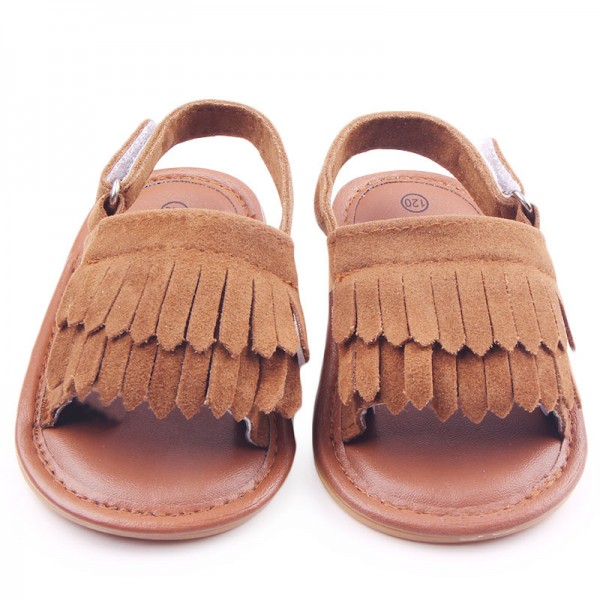 Baby shoes wholesale summer new frosted tassel sandals baby toddlers rubber soled sandals lj0532 