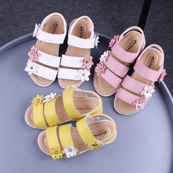 Children's summer sandals girls lovely flowers Roman shoes breathable hollow children sandals shoes 