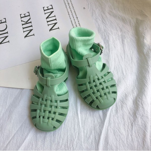 Girls' sandals 2022 new jelly shoes Korean children's shoes baby sandals children's Baotou soft soled Roman children's shoes 