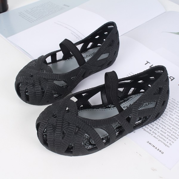 Lovely girls' sandals jelly shoes Baotou hollow out beach shoes middle school children's Non Slip breathable Princess fashion casual shoes 