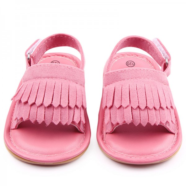 Baby shoes wholesale summer new frosted tassel sandals baby toddlers rubber soled sandals lj0532 