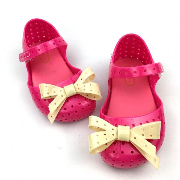 Summer new minimelissa baby children's jelly cool contrast color hollow out bow tie shoes foreign trade wholesale trend 