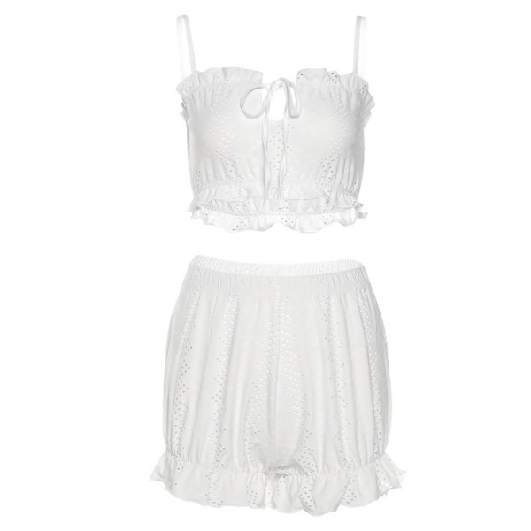 European and American 2021 summer cross-border new women's wear solid color backless navel suspender vest high waist sexy Shorts Set 