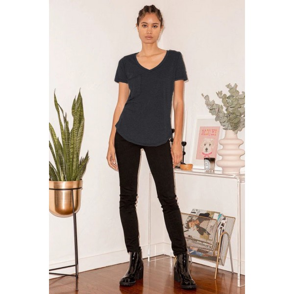 Amazon new solid color V-neck European and American fashion women's short sleeved T-shirt summer loose casual coat spot wholesale 