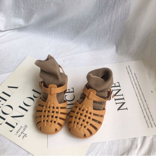 Girls' sandals 2022 new jelly shoes Korean children's shoes baby sandals children's Baotou soft soled Roman children's shoes 