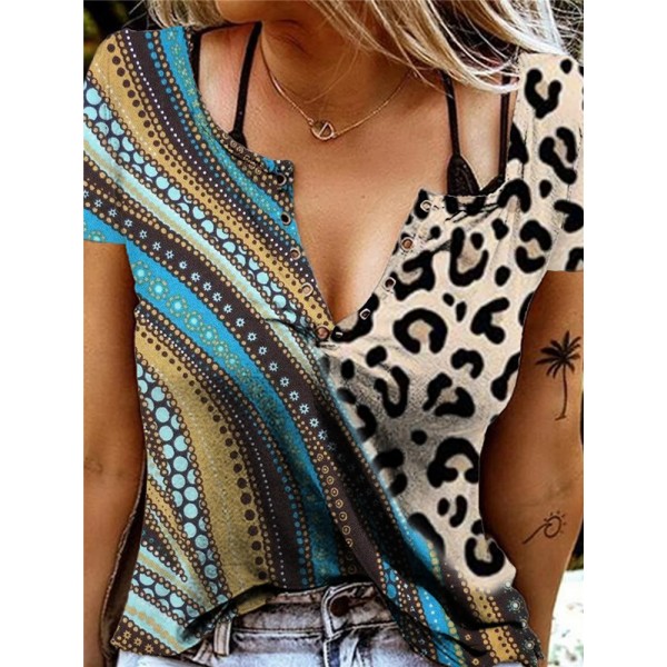 2021 Amazon independent station new European and American women's sexy V-neck short sleeve T-shirt short sleeve top 