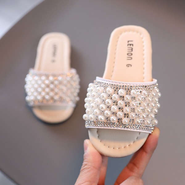 Girls' sandals summer Rhinestone fashion children's slippers 1-2-3-year-old Baby Beach Shoes soft bottom new one-way bracket 