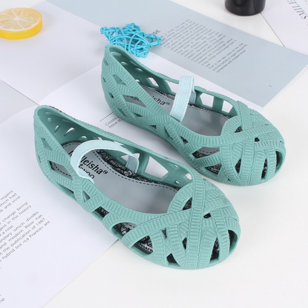 Lovely girls' sandals jelly shoes Baotou hollow out beach shoes middle school children's Non Slip breathable Princess fashion casual shoes 