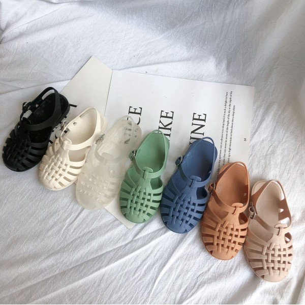 Girls' sandals 2022 new jelly shoes Korean children's shoes baby sandals children's Baotou soft soled Roman children's shoes 