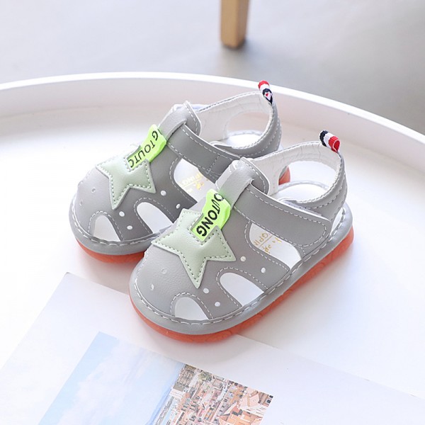 2022 summer new boys' open toe whistled baby sandals 0-1-2 years old leather baby shoes 2133 