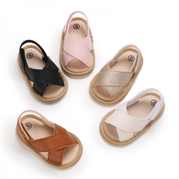 Baby shoes summer 0-1 year old male and female baby sandals soft soled Pu casual walking shoes 