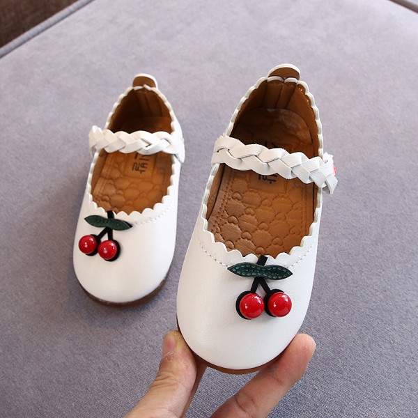 2021 new autumn girls' soft sole shallow mouth single shoes little girls' cherry princess shoes children's princess shoes wholesale 