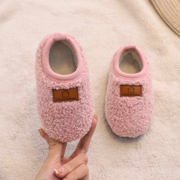 Winter children's shoes baby walking shoes with plush soft sole boys and girls' indoor shoes children's bag heel cotton mop infant home 