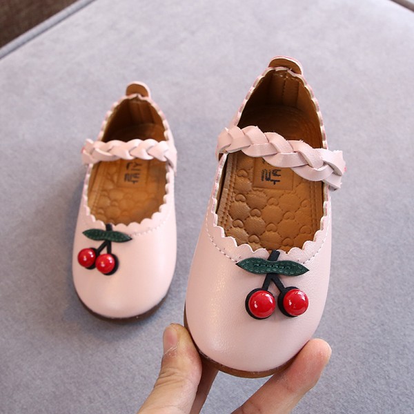 2021 new autumn girls' soft sole shallow mouth single shoes little girls' cherry princess shoes children's princess shoes wholesale 