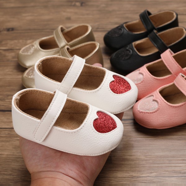 Spring and autumn 0-1-year-old girl baby princess love Han Fan anti-skid soft bottom grinding Baotou 0-6-12 months toddler shoes 