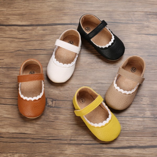 Spring and autumn 0-1 year old girl baby cute princess Velcro anti slip soft sole 3-6-12 month toddler shoes 
