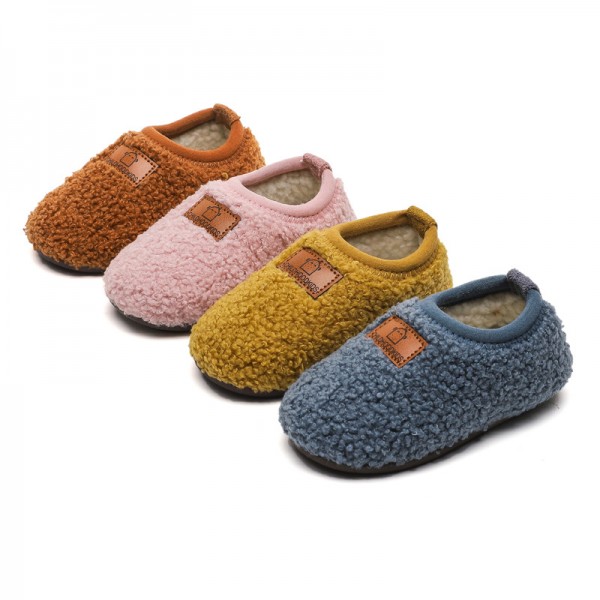 Winter children's shoes baby walking shoes with plush soft sole boys and girls' indoor shoes children's bag heel cotton mop infant home 