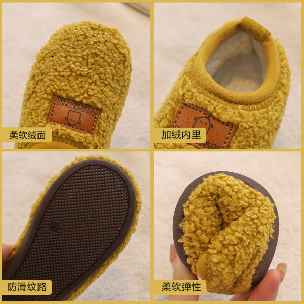 Winter children's shoes baby walking shoes with plush soft sole boys and girls' indoor shoes children's bag heel cotton mop infant home 