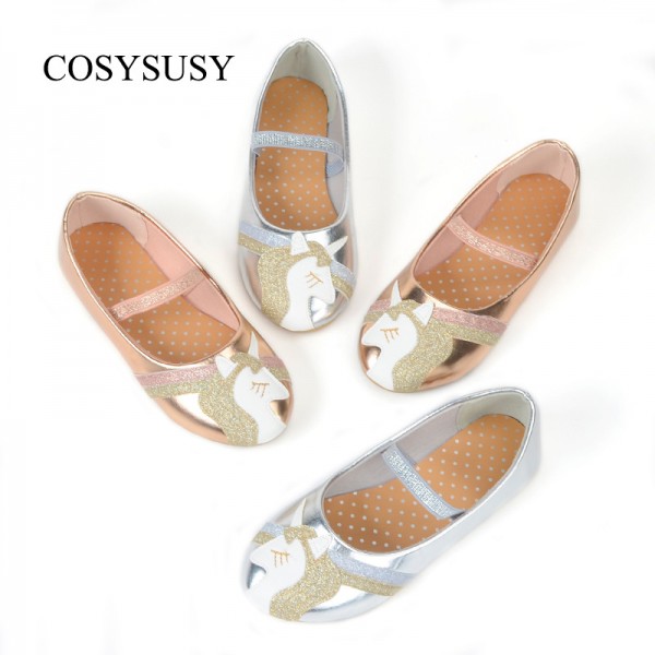 Processing customized pony children's single shoes Korean round head flat bottom Doudou shoes Korean casual princess shoes 