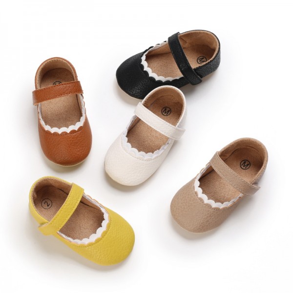 Spring and autumn 0-1 year old girl baby cute princess Velcro anti slip soft sole 3-6-12 month toddler shoes 