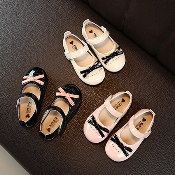Girls bow single shoes princess shoes soft soled l...