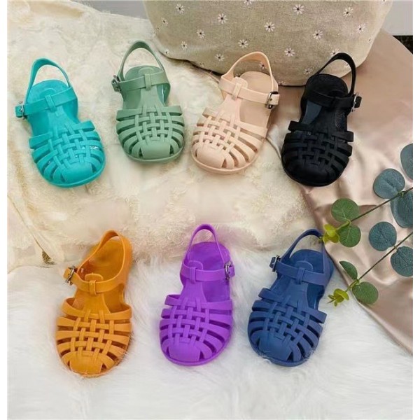 Girls' sandals 2022 new jelly shoes casual children's shoes baby sandals children's Baotou soft soled Roman children's shoes 