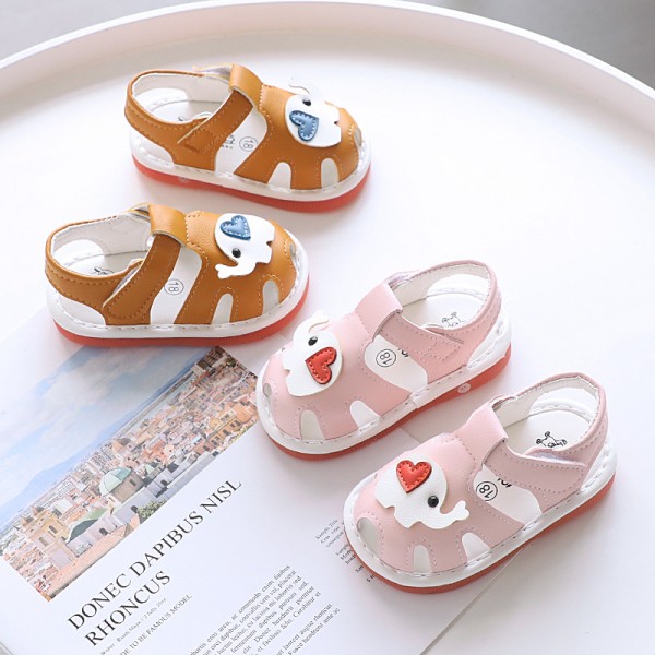 2022 summer new boys' Baotou whistle children's baby sandals 0-1-2 years old leather baby shoes 2206 