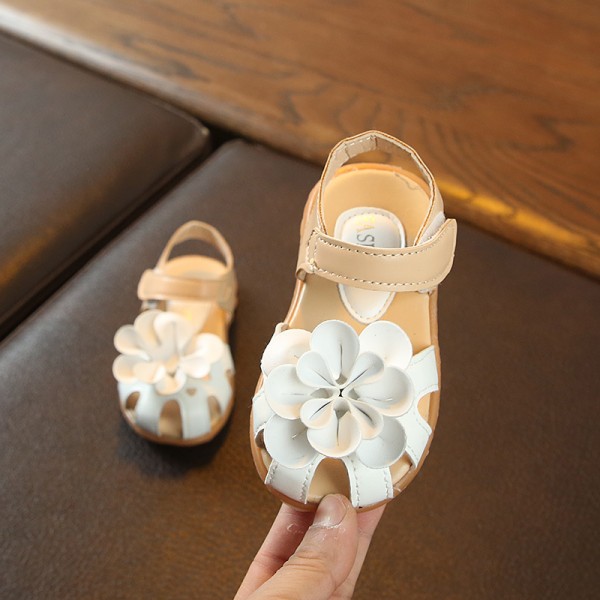 2020 spring and summer new Baotou sandals children's big flower girl's ox tendon bottom anti-skid sandals 