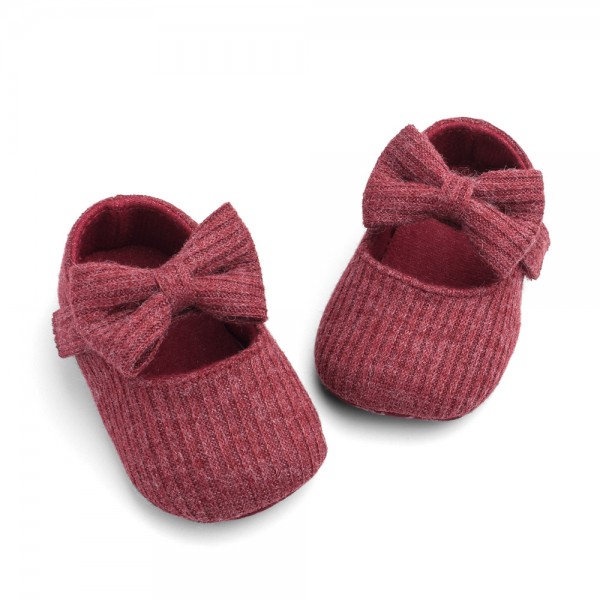Four seasons hot selling wool bow princess shoes female baby soft soled walking shoes baby shoes g016 