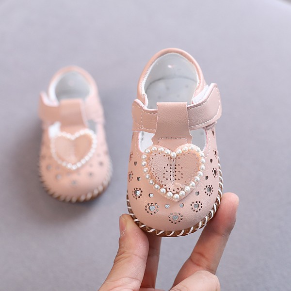 Girl baby sandals summer breathable baby princess shoes soft soled non slip leather shoes toddler shoes girl's spring and autumn single shoes 
