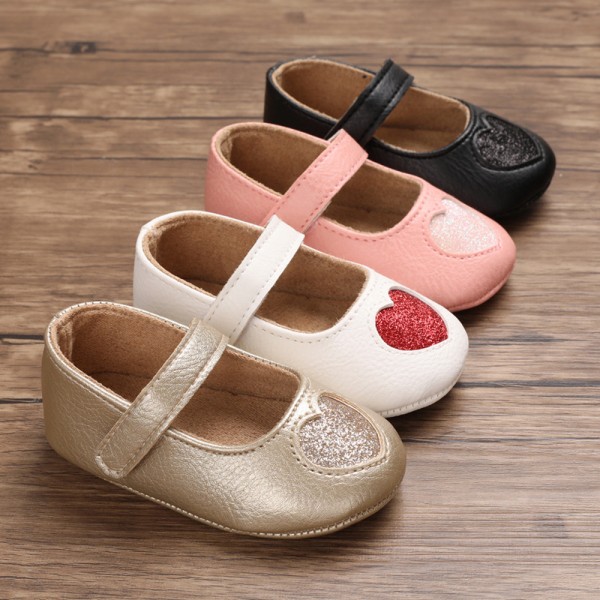 Spring and autumn 0-1-year-old girl baby princess love Han Fan anti-skid soft bottom grinding Baotou 0-6-12 months toddler shoes 