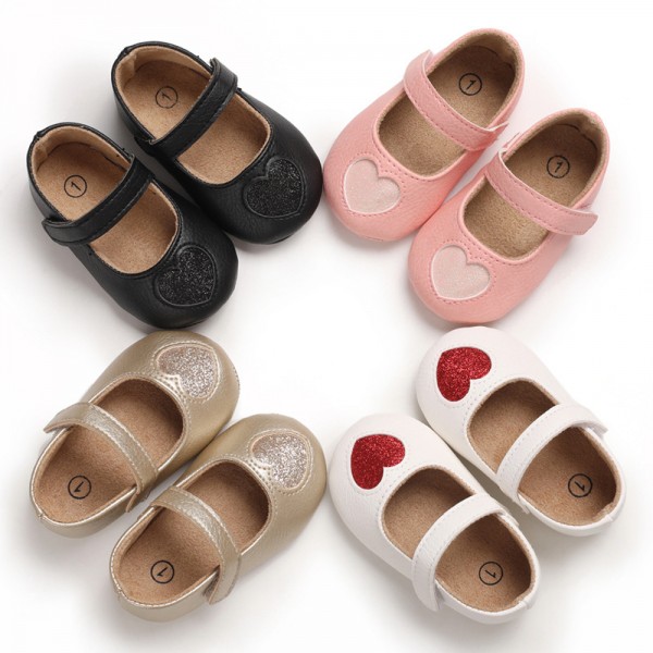 Spring and autumn 0-1-year-old girl baby princess love Han Fan anti-skid soft bottom grinding Baotou 0-6-12 months toddler shoes 