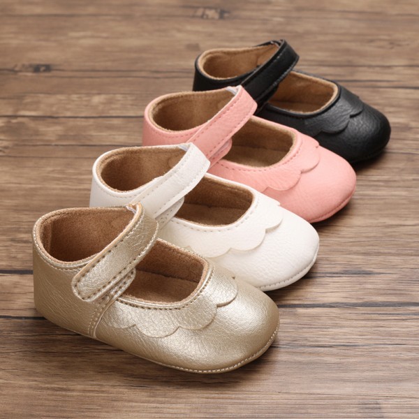 Spring and autumn style 0-1-year-old baby walking shoes soft soled baby shoes semi rubber soled princess shoes 