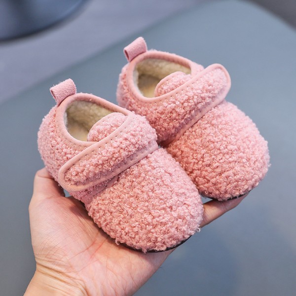 Winter children's shoes baby walking shoes with plush soft sole boys and girls' indoor shoes children's bag heel cotton mop infant home 