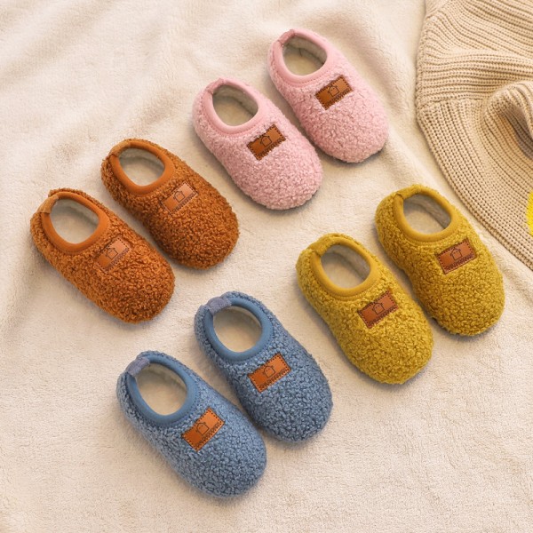 Winter children's shoes baby walking shoes with plush soft sole boys and girls' indoor shoes children's bag heel cotton mop infant home 