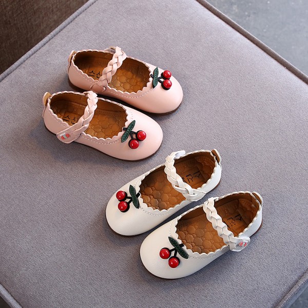 2021 new autumn girls' soft sole shallow mouth single shoes little girls' cherry princess shoes children's princess shoes wholesale 