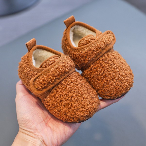 Winter children's shoes baby walking shoes with plush soft sole boys and girls' indoor shoes children's bag heel cotton mop infant home 