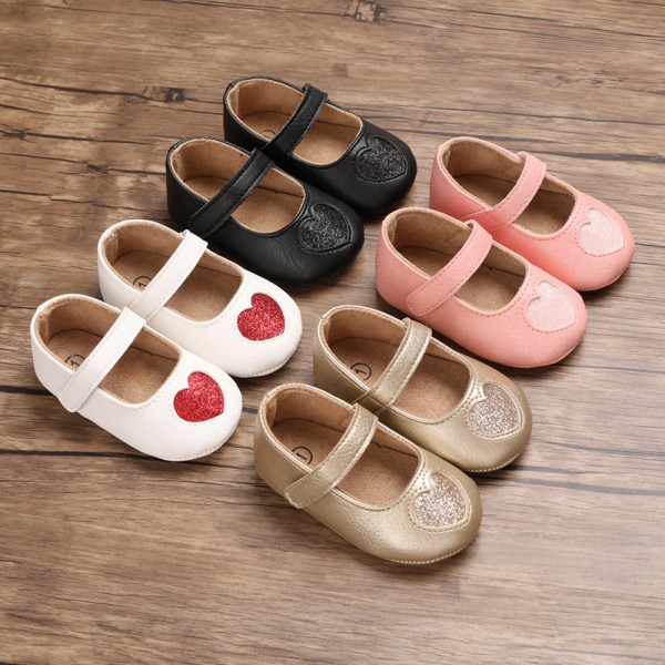 Spring and autumn 0-1-year-old girl baby princess love Han Fan anti-skid soft bottom grinding Baotou 0-6-12 months toddler shoes 