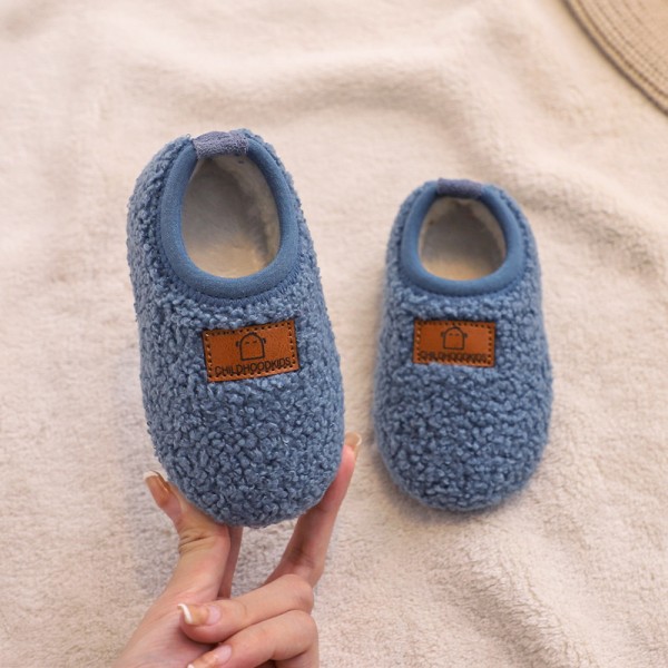 Winter children's shoes baby walking shoes with plush soft sole boys and girls' indoor shoes children's bag heel cotton mop infant home 