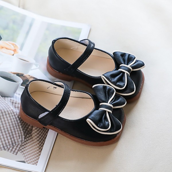 Girls' small leather shoes spring 2022 new princess shoes women's treasure children's shoes soft soled children's shoes spring and autumn single shoes black 