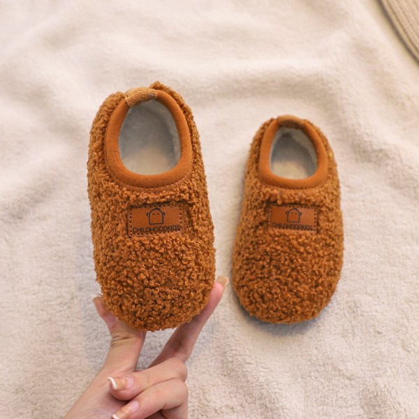 Winter children's shoes baby walking shoes with plush soft sole boys and girls' indoor shoes children's bag heel cotton mop infant home 