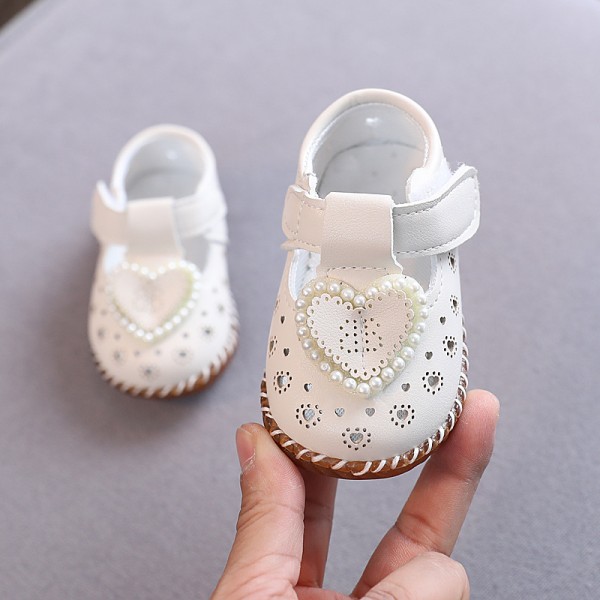 Girl baby sandals summer breathable baby princess shoes soft soled non slip leather shoes toddler shoes girl's spring and autumn single shoes 