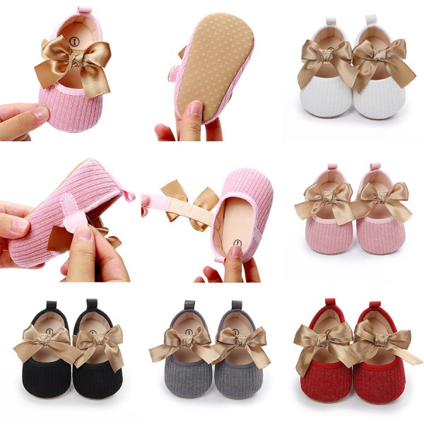 Amele 0-1 year old bow comfortable baby shoes Velc...